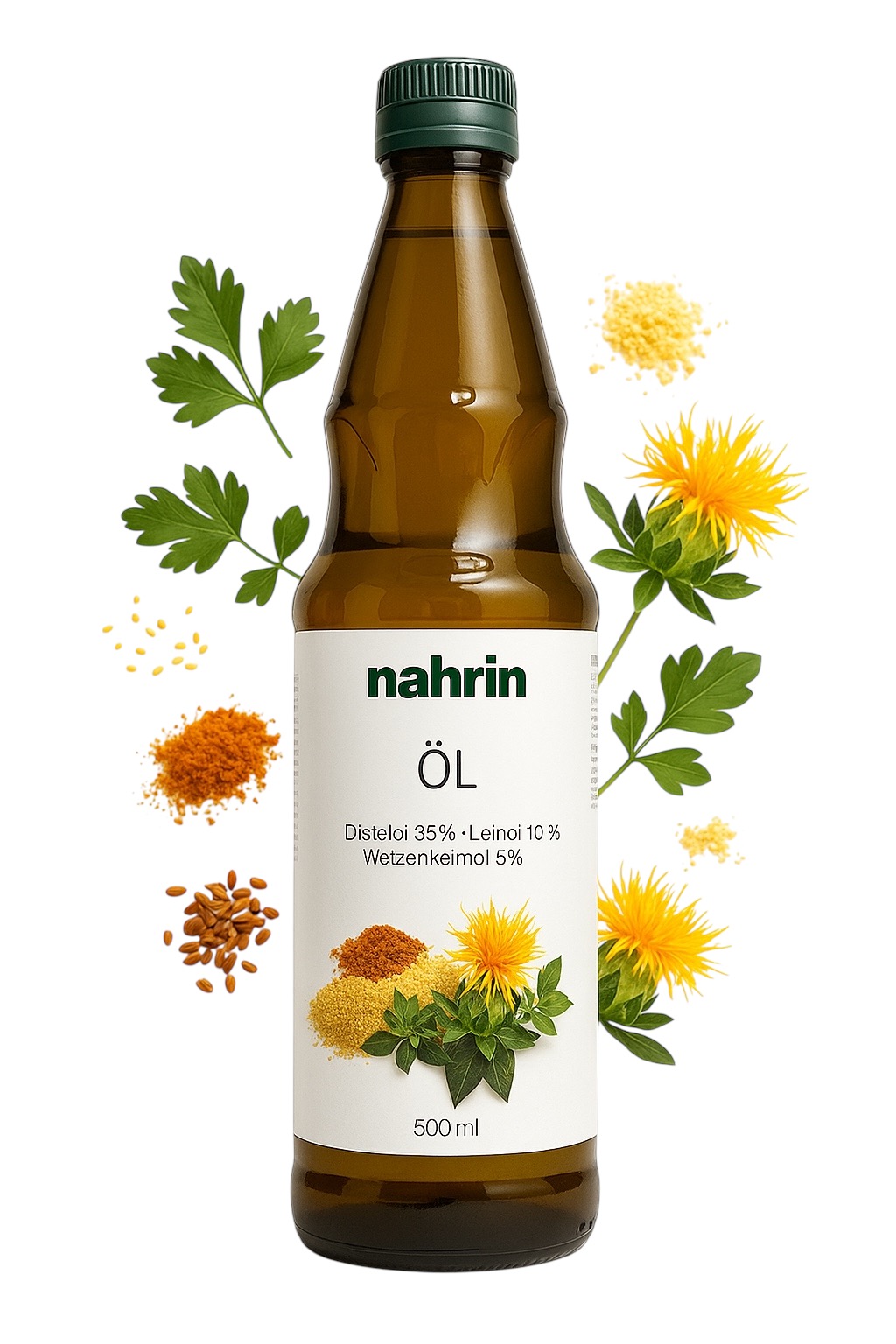 Nahrin | Bodliakový olej s ľanom a pšeničnými klíčkami 500ml