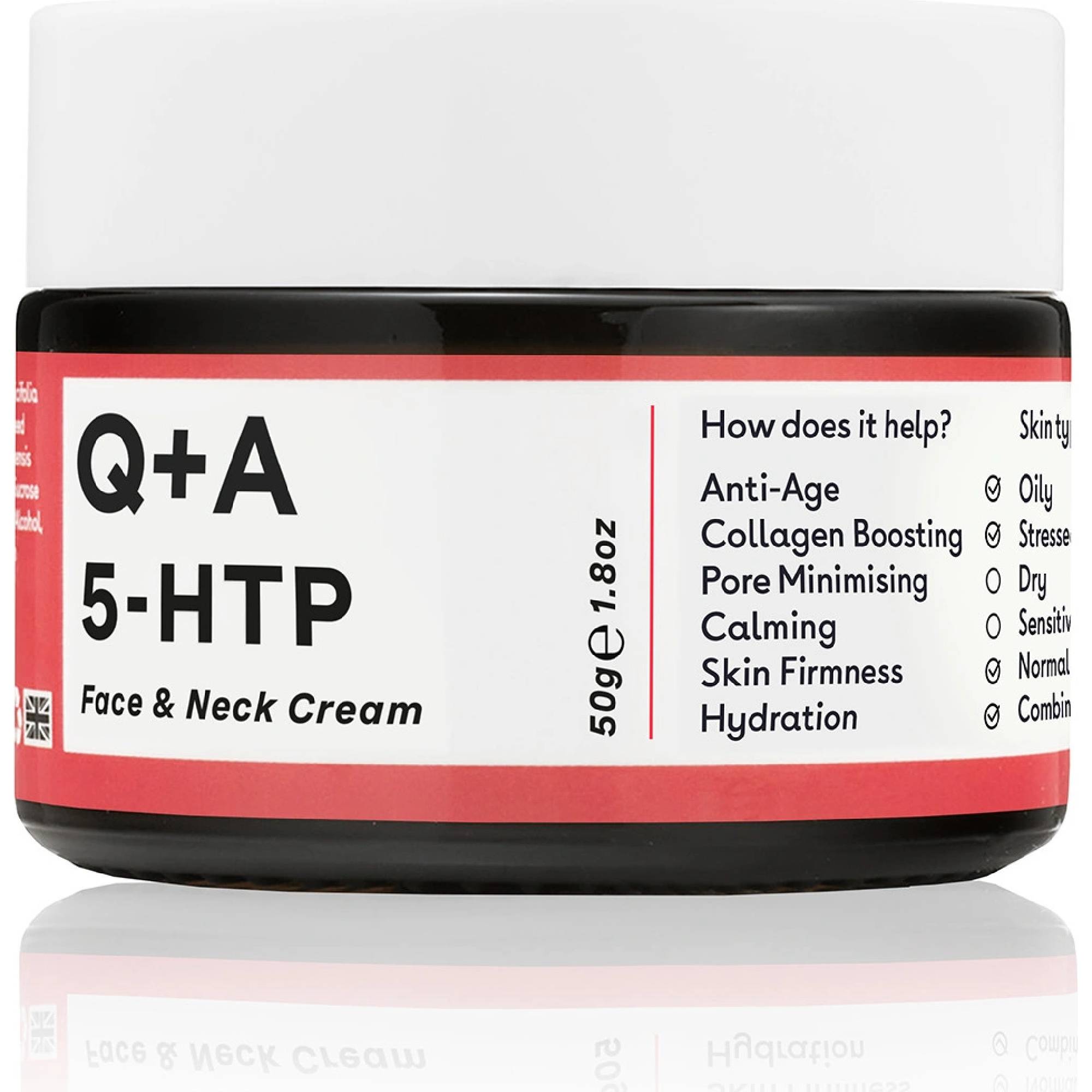 Q+A 5-HTP Face & Neck Cream – spevňujúci pleťový krém na tvár a krk 50 g