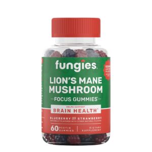 Fungies Lion's Mane Mushroom Focus Gummies sú chutné pektínové želé cukríky s extraktom z huby Hericium erinaceus (Korálovec ježatý), známe pre svoje pozitívne účinky na pamäť, koncentráciu a duševný výkon.