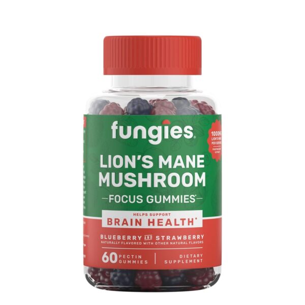 IMG_8278 Fungies Lion's Mane Mushroom Focus Gummies sú chutné pektínové želé cukríky s extraktom z huby Hericium erinaceus (Korálovec ježatý), známe pre svoje pozitívne účinky na pamäť, koncentráciu a duševný výkon.